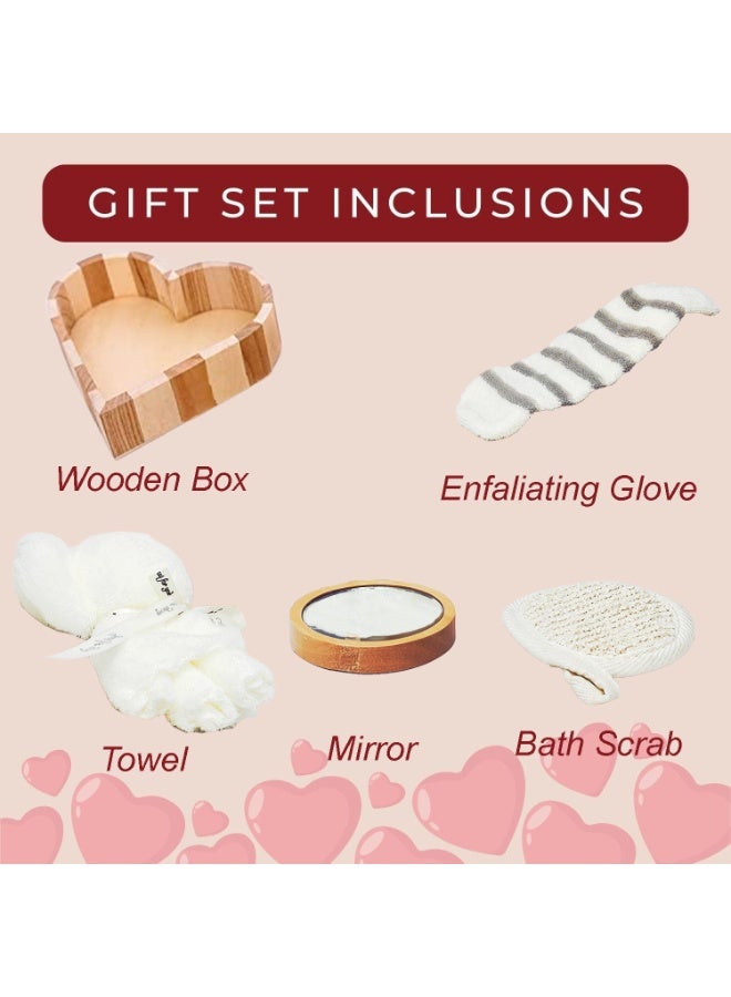 Home Smart Heart Shaped Bath Set 5 Pcs Set for Women Bath and Body Set, Relax, Inspirational Perfect for Birthday, Valentine and Women Day - Image 3